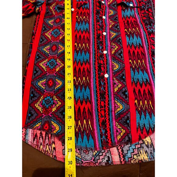 VTG Wrangler 15.5 34 Western Shirt Aztec Cowboy Cut X Long Tails Rodeo Southwest - Picture 5 of 7